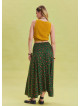 Gipe Waist Tied Green Patterned Ethnic Skirt 4501
